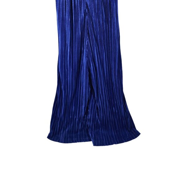 Anthropologie Maeve Sonata Pleated Jumpsuit Blue Tied Women's Size 6 Textured - Picture 12 of 16